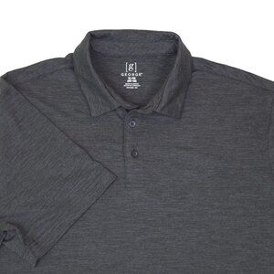 George Mens Black Polo Shirt XL 46-48 Stretch Polyester-Spandex Blend